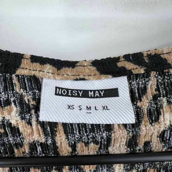 Nordstrom Noisy May Leopard Print Peplum Bow Tie Top Size M Boho Western - Picture 4 of 5